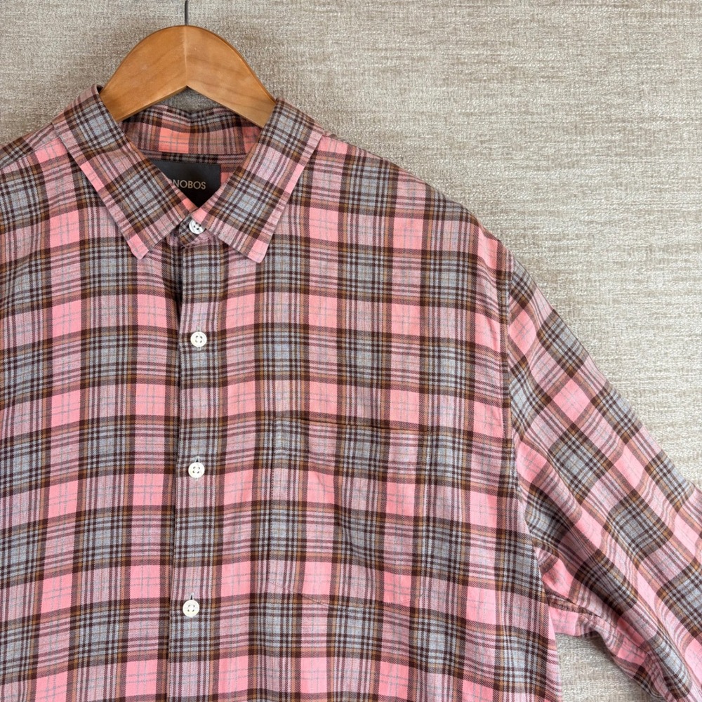 Bonobos Slim Fit Fireside Flannel Shirt Mens XL Pink Thorsten Plaid EUC Preppy